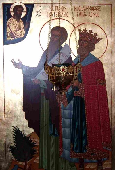 Ikon af hellige Olav, konge af Norge og hellige Trifon af Petsamo