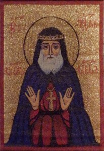 Hellige munk Gabriel af Georgien. Stofikon fra Georgien.